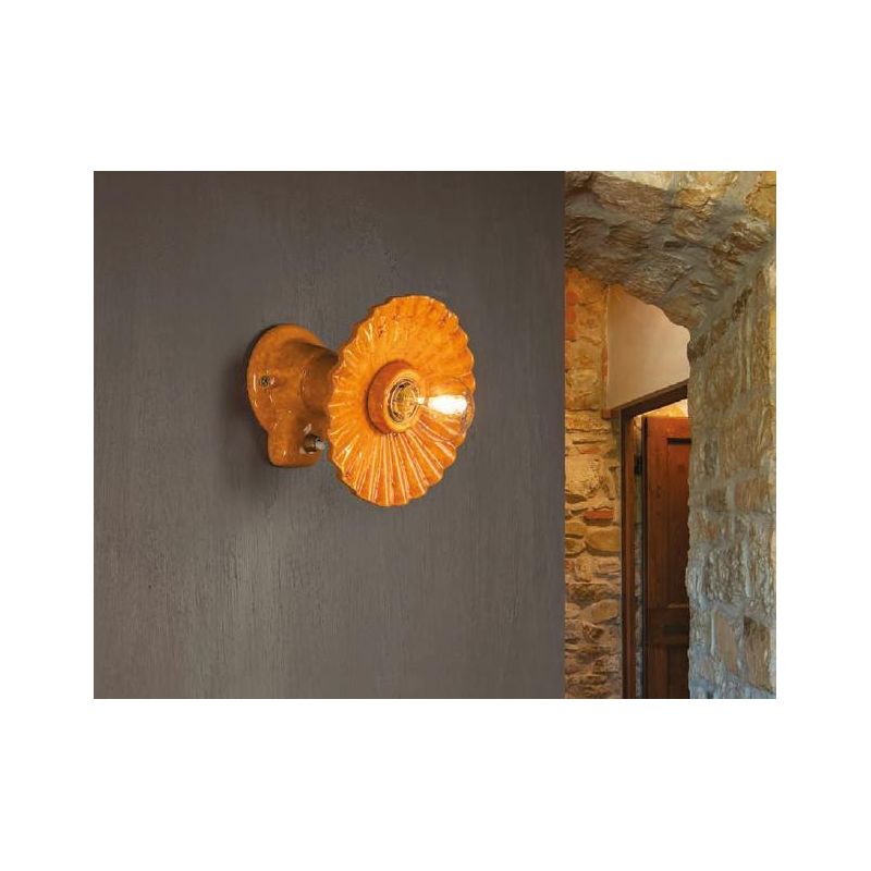 APPLIQUE RUSTICA IN TERRACOTTA CON PIATTO PLISSETTATO MADE IN ITALY IMAS - Cristalensi Shop Online