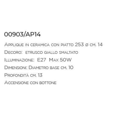 APPLIQUE RUSTICA IN TERRACOTTA CON PIATTO PLISSETTATO MADE IN ITALY IMAS - Cristalensi Shop Online