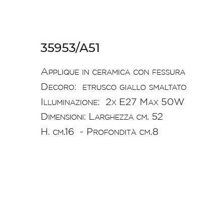 APPLIQUE IN TERRACOTTA ARTIGIANALE RUSTICA BIEMISSIONE DI LUCE DELLA IMAS IMAS - Cristalensi Shop Online