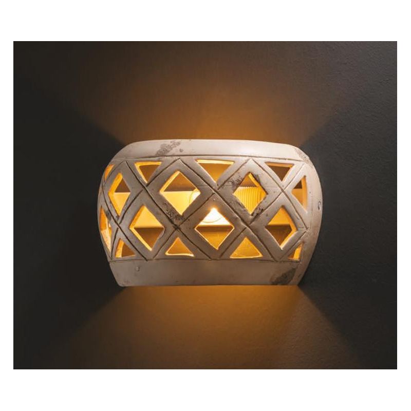 LAMPADA DA PARETE STILE RUSTICO INTAGLIATA IN TERRACOTTA PRODOTTO IN ITALIA IMAS - Cristalensi Shop Online