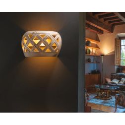 LAMPADA DA PARETE STILE RUSTICO INTAGLIATA IN TERRACOTTA PRODOTTO IN ITALIA IMAS - Cristalensi Shop Online 2