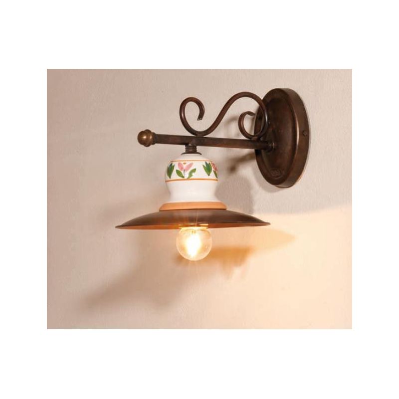 APPLIQUE IN OTTONE INVECCHIATO CON PARTICOLARI IN CERAMICA MADE IN ITALY IMAS - Cristalensi Shop Online