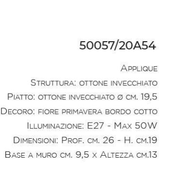 APPLIQUE IN OTTONE INVECCHIATO CON PARTICOLARI IN CERAMICA MADE IN ITALY IMAS - Cristalensi Shop Online