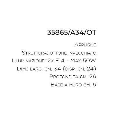 APPLIQUE RUSTICA SOPRA SPECCHIO O QUADRO IN OTTONE INVECCHIATO DELLA IMAS IMAS - Cristalensi Shop Online