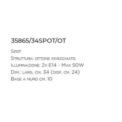 SPOT IN STILE RUSTICO SOPRA SPECCHIO O QUADRO IN OTTONE INVECCHIATO DELLA IMAS IMAS - Cristalensi Shop Online