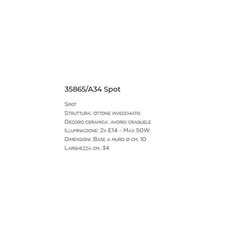 SPOT IN STILE RUSTICO SOPRA SPECCHIO O QUADRO IN OTTONE INVECCHIATO E CERAMICA IMAS - Cristalensi Shop Online