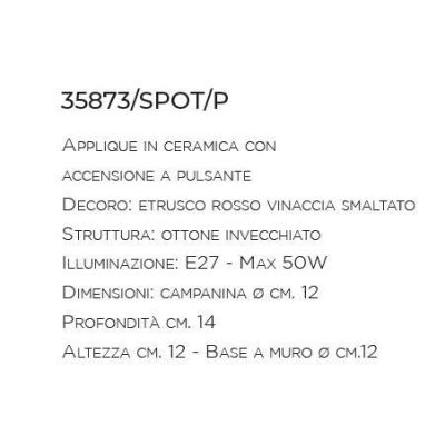 SPOT STILE RUSTICO CON SNODO IN TERRACOTTA DECORATA A MANO DELLA IMAS IMAS - Cristalensi Shop Online