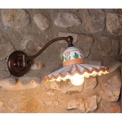 APPLIQUE RUSTICA CON PIATTO PLISSE IN TERRACOTTA DECORATO A MANO DELLA IMAS IMAS - Cristalensi Shop Online