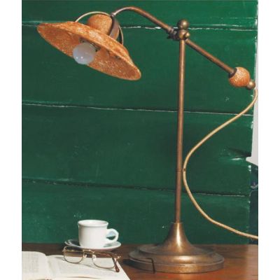 LAMPADA DA TAVOLO RUSTICA CON SNODO IN OTTONE INVECCHIATO E TERRACOTTA DELLA IMAS IMAS - Cristalensi Shop Online