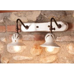 APPLIQUE 2 LUCI STILE RUSTICO IN TERRACOTTA E OTTONE INVECCHIATO DELLA IMAS IMAS - Cristalensi Shop Online