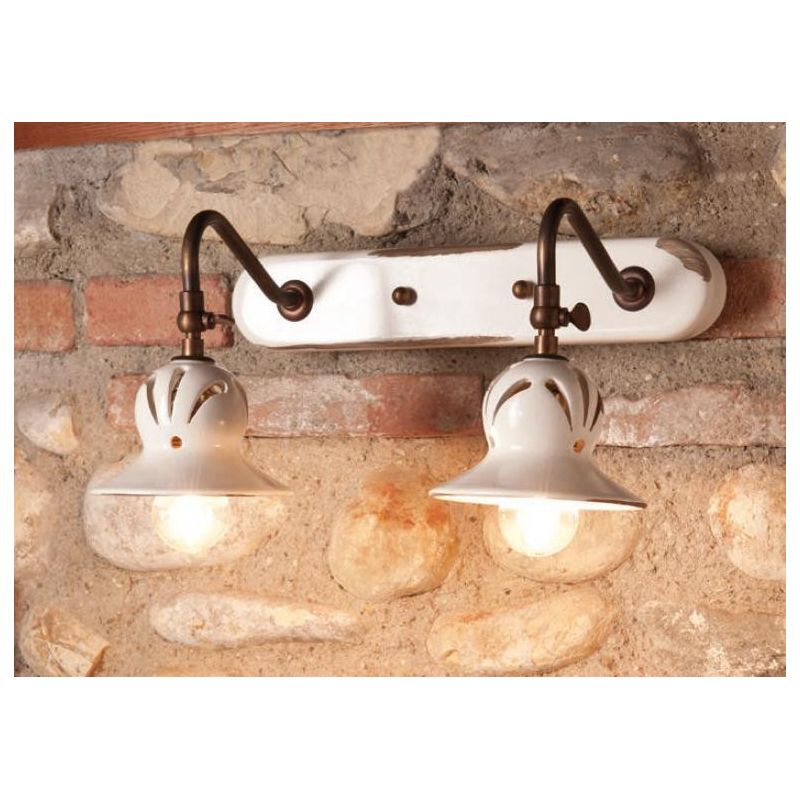 APPLIQUE 2 LUCI STILE RUSTICO IN TERRACOTTA E OTTONE INVECCHIATO DELLA IMAS IMAS - Cristalensi Shop Online