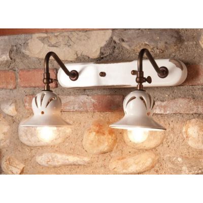 APPLIQUE 2 LUCI STILE RUSTICO IN TERRACOTTA E OTTONE INVECCHIATO DELLA IMAS IMAS - Cristalensi Shop Online