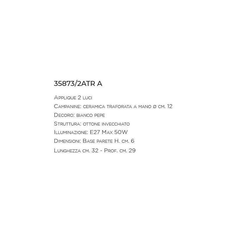 APPLIQUE 2 LUCI STILE RUSTICO IN TERRACOTTA E OTTONE INVECCHIATO DELLA IMAS IMAS - Cristalensi Shop Online