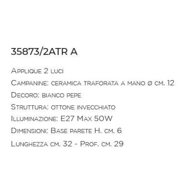 APPLIQUE 2 LUCI STILE RUSTICO IN TERRACOTTA E OTTONE INVECCHIATO DELLA IMAS IMAS - Cristalensi Shop Online