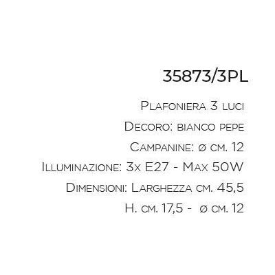 PLAFONIERA 3 LUCI STILE RUSTICO IN TERRACOTTA DECORATA A MANO CON SNODI DELLA IMAS IMAS - Cristalensi Shop Online