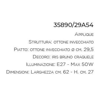 APPLIQUE STILE RUSTICO IN OTTONE INVECCHIATO CON PARTICOLARI IN TERRACOTTA DELLA IMAS IMAS - Cristalensi Shop Online