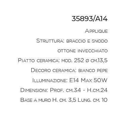 APPLIQUE IN TERRACOTTA DECORATA A MANO E OTTONE INVECCHIATO PRODOTTA IN ITALIA IMAS - Cristalensi Shop Online