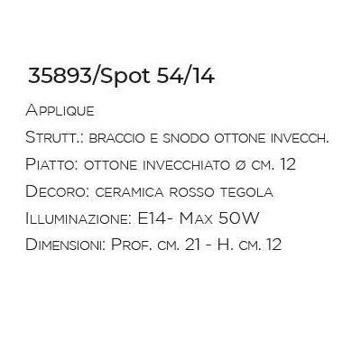 SPOT IN TERRACOTTA E OTTONE CON SNODO PRODOTTO IN ITALIA DELLA IMAS IMAS - Cristalensi Shop Online