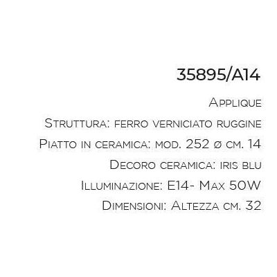 APPLIQUE IN TERRACOTTA DECORATA A MANO CON SNODO MADE IN ITALY DELLA IMAS IMAS - Cristalensi Shop Online