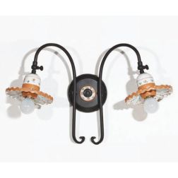 APPLIQUE A 2 LUCI IN TERRACOTTA DECORATA A MANO CON SNODI MADE IN ITALY DELLA IMAS IMAS - Cristalensi Shop Online
