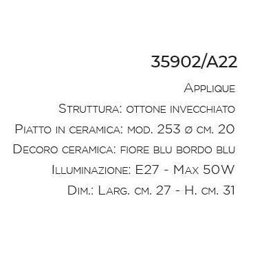 APPLIQUE RUSTICA CON SNODO IN TERRACOTTA E OTTONE MADE IN ITALY DELLA IMAS IMAS - Cristalensi Shop Online