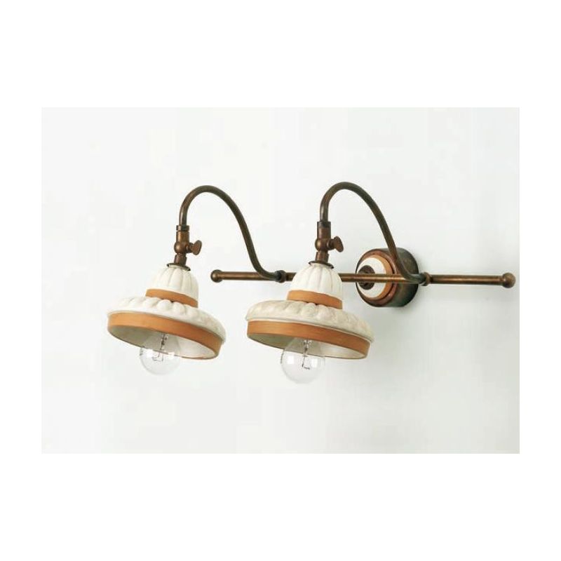 APPLIQUE 2 LUCI CON SNODI IN OTTONE E TERRACOTTA STILE RUSTICO DELLA IMAS IMAS - Cristalensi Shop Online