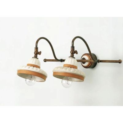 APPLIQUE 2 LUCI CON SNODI IN OTTONE E TERRACOTTA STILE RUSTICO DELLA IMAS IMAS - Cristalensi Shop Online