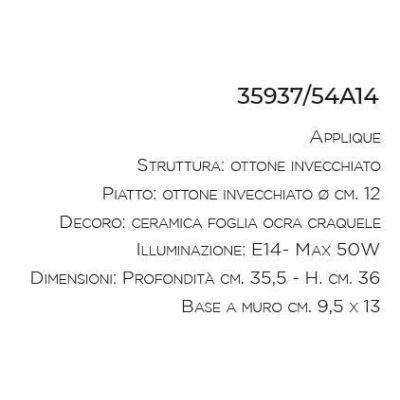 APPLIQUE CON CARRUCOLA IN OTTONE E TERRACOTTA STILE RUSTICO DELLA IMAS IMAS - Cristalensi Shop Online