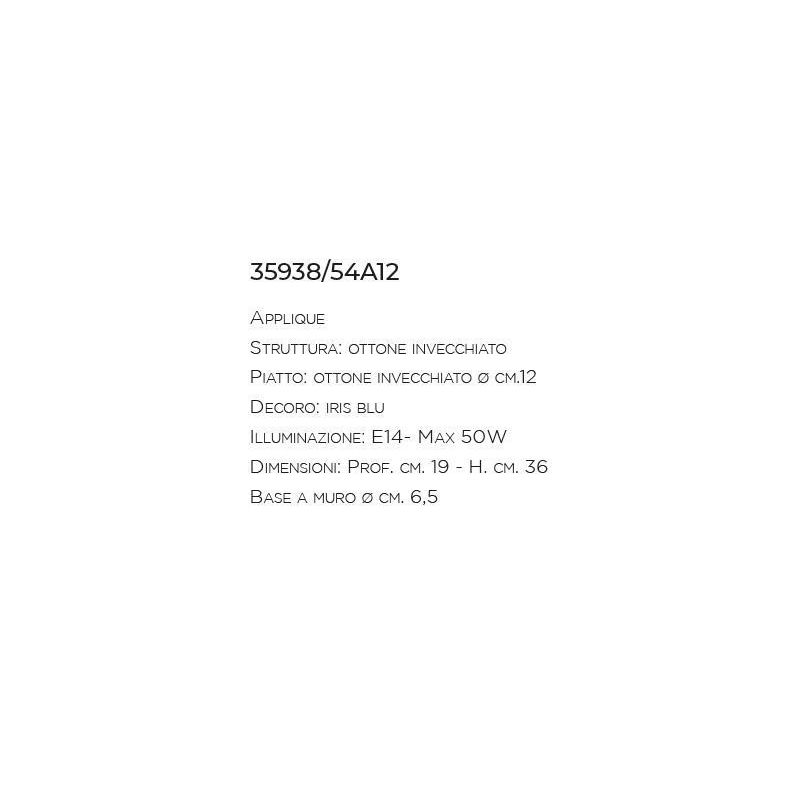 APPLIQUE IN OTTONE INVECCHIATO CON PARTICOLARI IN TERRACOTTA RUSTICA MADE IN ITALY IMAS - Cristalensi Shop Online