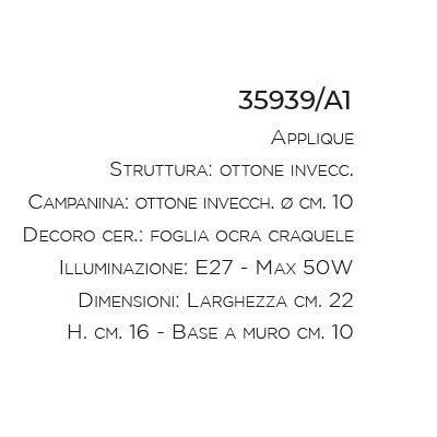 APPLIQUE IN OTTONE INVECCHIATO CON SNODO CON BASE IN TERRACOTTA MADE IN ITALY IMAS - Cristalensi Shop Online