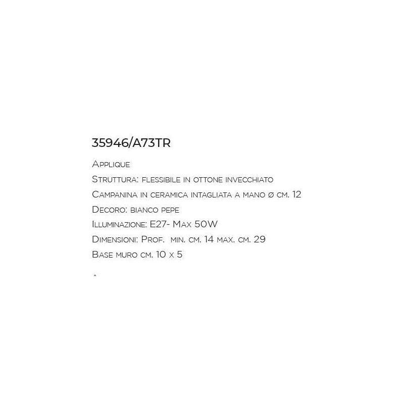 APPLIQUE IN CERAMICA INTAGLIATA CON BRACCIO FLESSIBILE IN OTTONE MADE IN ITALY IMAS - Cristalensi Shop Online