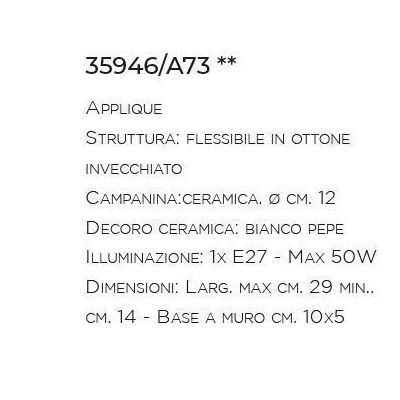 APPLIQUE IN CERAMICA CON BRACCIO FLESSIBILE IN OTTONE DELLA IMAS IMAS - Cristalensi Shop Online