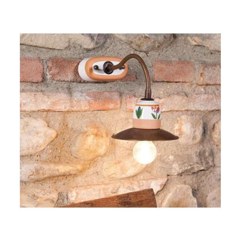 APPLIQUE IN OTTONE INVECCHIATO CON PARTICOLARI IN TERRACOTTA E BRACCIO FLESSIBILE DELLA IMAS IMAS - Cristalensi Shop Online