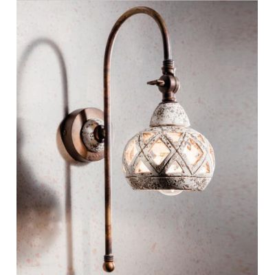 APPLIQUE A LANTERNA CON SNODO IN OTTONE E TERRACOTTA TRAFORATA IN STILE RUSTICO DELLA IMAS IMAS - Cristalensi Shop Online