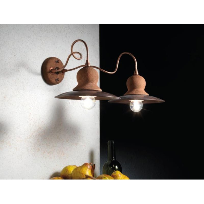 APPLIQUE 2 LUCI CON IN OTTONE E CERAMICA CON BRACCI FLESSIBILI IN STILE RUSTICO IMAS - Cristalensi Shop Online