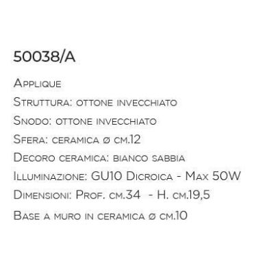 APPLIQUE IN TERRACOTTA E BRACCIO IN OTTONE CON SNODO IN STILE RUSTICO DELLA IMAS IMAS - Cristalensi Shop Online