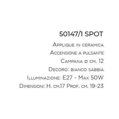 SPOT IN STILE VINTAGE IN CERAMICA E OTTONE CON ACCENSIONE A PULSANTE DELLA IMAS IMAS - Cristalensi Shop Online