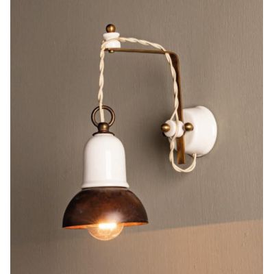 APPLIQUE RUSTICA IN OTTONE E CERAMICA CON CAVO A TRECCIA PRODOTTO IN ITALIA DALLA IMAS IMAS - Cristalensi Shop Online