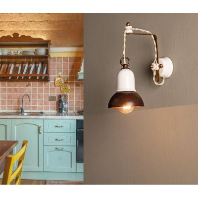 APPLIQUE RUSTICA IN OTTONE E CERAMICA CON CAVO A TRECCIA PRODOTTO IN ITALIA DALLA IMAS IMAS - Cristalensi Shop Online