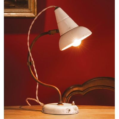 LAMPADA DA TAVOLO IN OTTONE INVECCHIATO E TERRACOTTA DECORATA PRODOTTA IN ITALIA IMAS - Cristalensi Shop Online