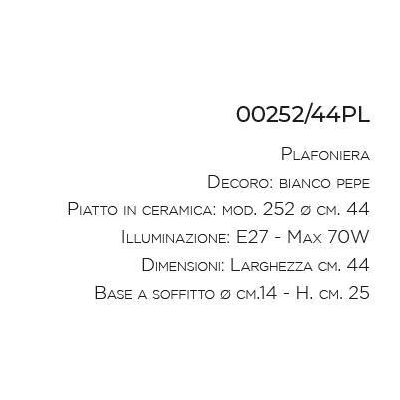 PLAFONIERA D44 IN TERRACOTTA DECORATA A MANO PRODOTTA IN ITALIA DALLA IMAS IMAS - Cristalensi Shop Online