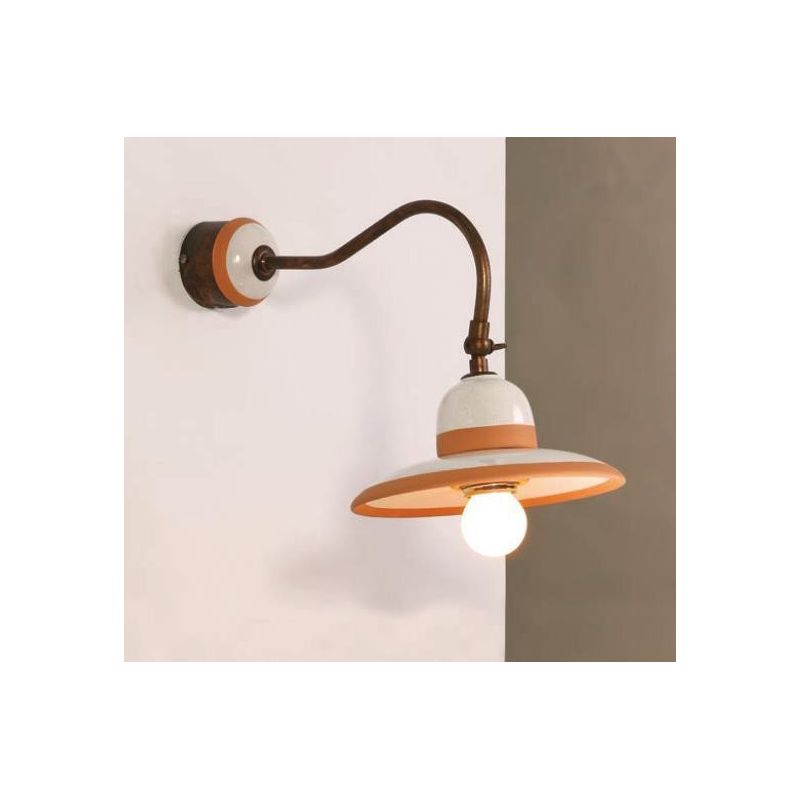 APPLIQUE IN TERRACOTTA DECORATA A MANO E OTTONE INVECCHIATO CON SNODO PRODOTTA IN ITALIA IMAS - Cristalensi Shop Online