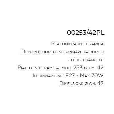 PLAFONIERA IN TERRACOTTA DECORATA A MANO D42 CM PRODOTTA IN ITALIA DALLA IMAS IMAS - Cristalensi Shop Online