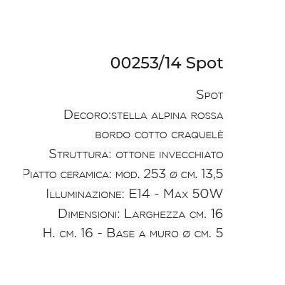 APPLIQUE SPOT IN TERRACOTTA DECORATA A MANO CON SNODO PRODOTTA IN ITALIA DALLA IMAS IMAS - Cristalensi Shop Online