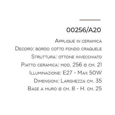 APPLIQUE IN TERRACOTTA DECORATA A MANO E OTTONE CON SNODO MADE IN ITALY DELLA IMAS IMAS - Cristalensi Shop Online