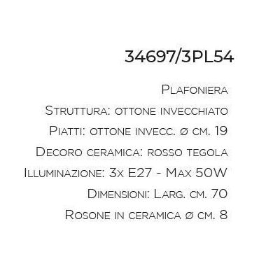 PLAFONIERA A BINARIO RUSTICO IN OTTONE INVECCHIATO PRODOTTO IN ITALIA DALLA IMAS IMAS - Cristalensi Shop Online