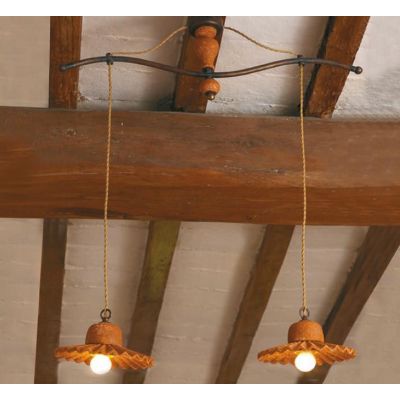 SOSPENSIONE A BILANCIERE RUSTICO IN TERRACOTTA E OTTONE PRODOTTO IN ITALIA DALLA IMAS IMAS - Cristalensi Shop Online