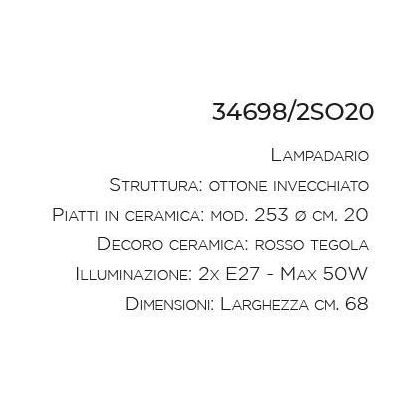 SOSPENSIONE A BILANCIERE RUSTICO IN TERRACOTTA E OTTONE PRODOTTO IN ITALIA DALLA IMAS IMAS - Cristalensi Shop Online