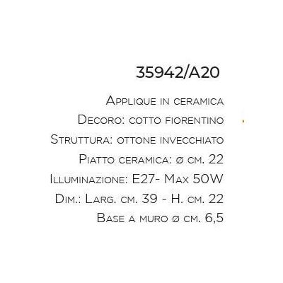 APPLIQUE RUSTICA IN TERRACOTTA DECORATA A MANO MADE IN ITALY DELLA IMAS IMAS - Cristalensi Shop Online