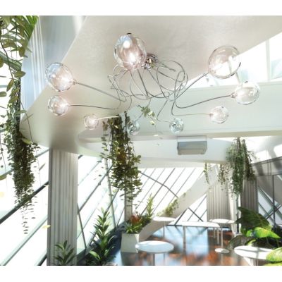 SUPER BALL PLAFONIERA IN METALLO CROMATO 9 LUCI DIAMETRO 88 CM Top Light Illuminazione - Cristalensi Shop Online